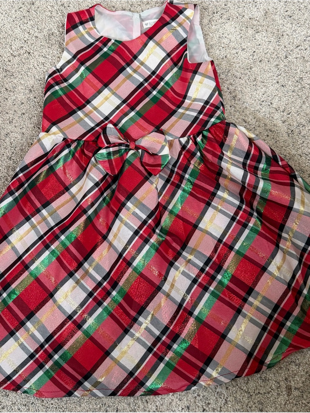 Nannette Red, Green & Gold Plaid Bow Fit-and-Flare Dress